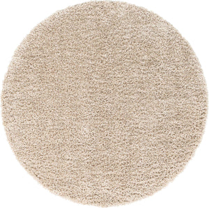 Linen 7' 1 x 7' 1 Davos Shag Round Area Rug Thick Soft Touch Fluffy & Plush Shaggy Pile 100% Polypropylene Carpet for Living Dining Bedrooms Office for Sale at Rug Engine