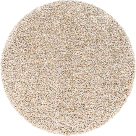 Linen 7' 1 x 7' 1 Davos Shag Round Area Rug Thick Soft Touch Fluffy & Plush Shaggy Pile 100% Polypropylene Carpet for Living Dining Bedrooms Office for Sale at Rug Engine