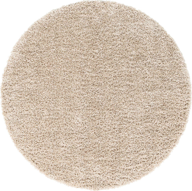 Linen 7' 1 x 7' 1 Davos Shag Round Area Rug Thick Soft Touch Fluffy & Plush Shaggy Pile 100% Polypropylene Carpet for Living Dining Bedrooms Office for Sale at Rug Engine