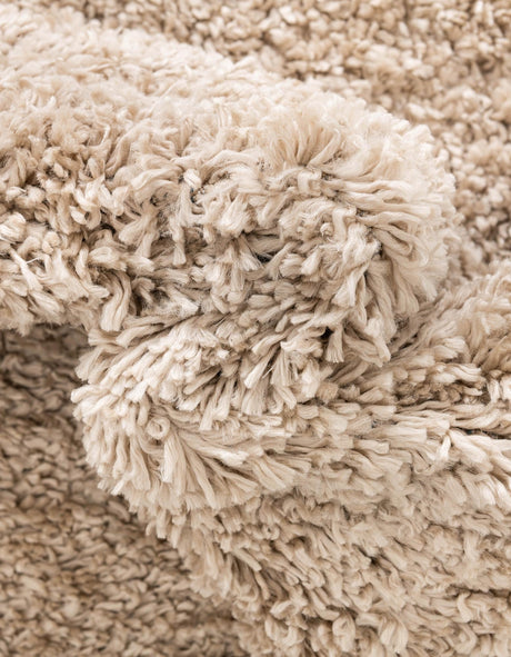 Linen 7' 1 x 7' 1 Davos Shag Round Area Rug Thick Soft Touch Fluffy & Plush Shaggy Pile 100% Polypropylene Carpet for Living Dining Bedrooms Office for Sale at Rug Engine