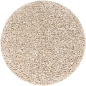 Linen 6' 1 x 6' 1 Davos Shag Round Area Rug Thick Soft Touch Fluffy & Plush Shaggy Pile 100% Polypropylene Carpet for Living Dining Bedrooms Office for Sale at Rug Engine