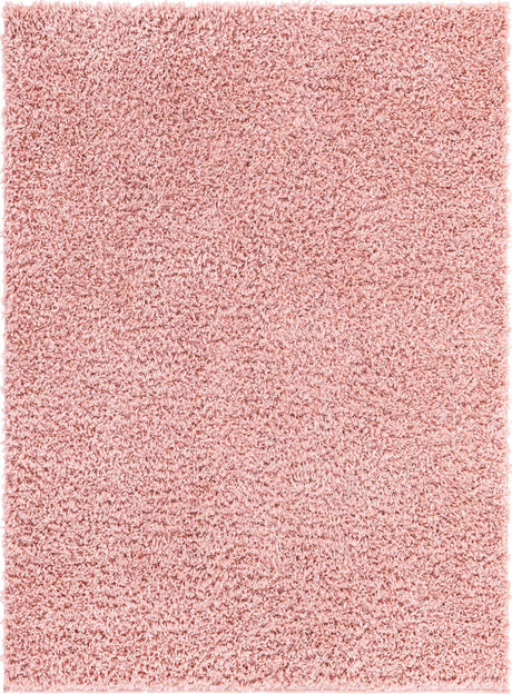 Dusty Rose 7' 10 x 11' Davos Shag Rectangle Area Rug Thick Soft Touch Fluffy & Plush Shaggy Pile 100% Polypropylene Carpet for Living Dining Bedrooms Office for Sale at Rug Engine