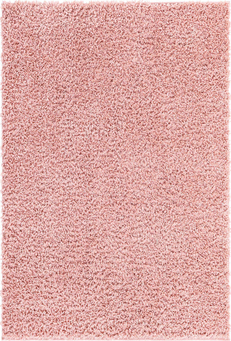 Dusty Rose 6' 1 x 9' Davos Shag Rectangle Area Rug Thick Soft Touch Fluffy & Plush Shaggy Pile 100% Polypropylene Carpet for Living Dining Bedrooms Office for Sale at Rug Engine