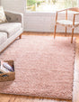 Dusty Rose 4' 1 x 6' 1 Davos Shag Rectangle Area Rug Thick Soft Touch Fluffy & Plush Shaggy Pile 100% Polypropylene Carpet for Living Dining Bedrooms Office for Sale at Rug Engine