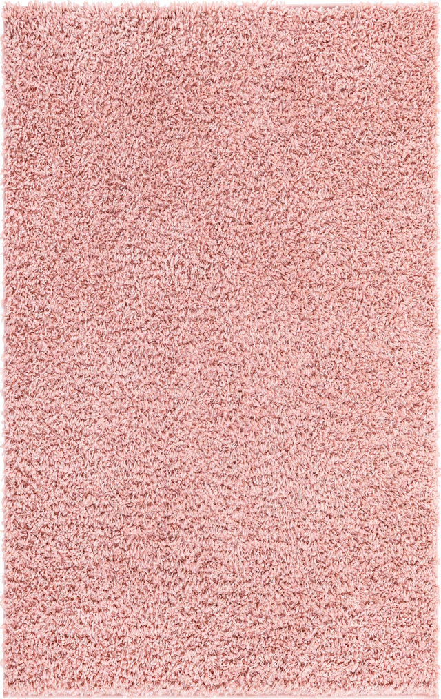 Dusty Rose 5' 3 x 8' Davos Shag Rectangle Area Rug Thick Soft Touch Fluffy & Plush Shaggy Pile 100% Polypropylene Carpet for Living Dining Bedrooms Office for Sale at Rug Engine
