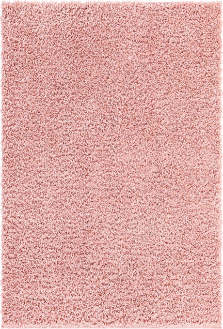 Dusty Rose 4' 1 x 6' 1 Davos Shag Rectangle Area Rug Thick Soft Touch Fluffy & Plush Shaggy Pile 100% Polypropylene Carpet for Living Dining Bedrooms Office for Sale at Rug Engine