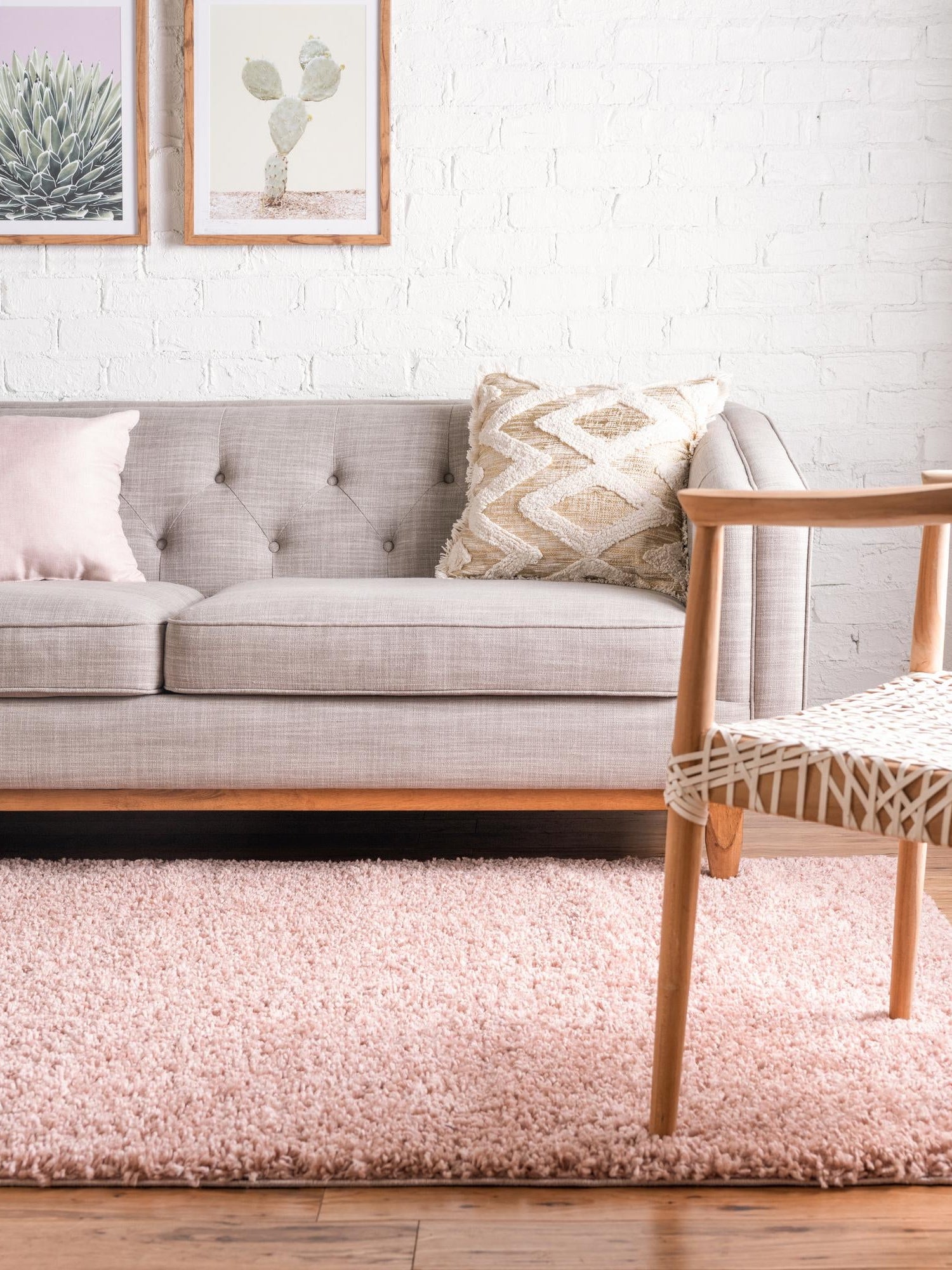 Dusty Rose 5' 3 x 5' 3 Davos Shag Square Area Rug Thick Soft Touch Fluffy & Plush Shaggy Pile 100% Polypropylene Carpet for Living Dining Bedrooms Office for Sale at Rug Engine