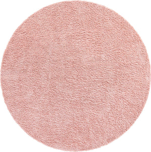 Dusty Rose 7' 10 x 7' 10 Davos Shag Round Area Rug Thick Soft Touch Fluffy & Plush Shaggy Pile 100% Polypropylene Carpet for Living Dining Bedrooms Office for Sale at Rug Engine