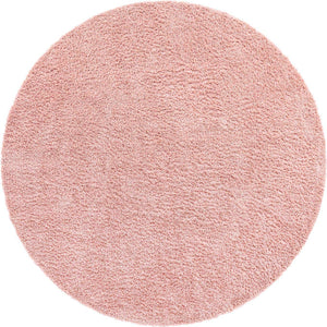 Dusty Rose 4' 1 x 4' 1 Davos Shag Round Area Rug Thick Soft Touch Fluffy & Plush Shaggy Pile 100% Polypropylene Carpet for Living Dining Bedrooms Office for Sale at Rug Engine