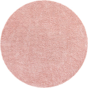 Dusty Rose 5' 3 x 5' 3 Davos Shag Round Area Rug Thick Soft Touch Fluffy & Plush Shaggy Pile 100% Polypropylene Carpet for Living Dining Bedrooms Office for Sale at Rug Engine