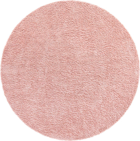 Dusty Rose 5' 3 x 5' 3 Davos Shag Round Area Rug Thick Soft Touch Fluffy & Plush Shaggy Pile 100% Polypropylene Carpet for Living Dining Bedrooms Office for Sale at Rug Engine