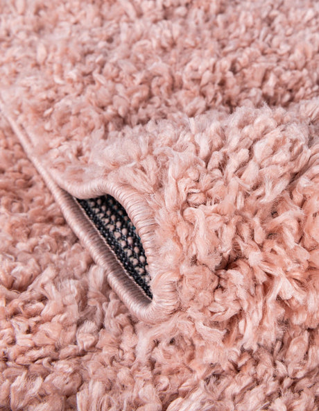Dusty Rose 7' 1 x 7' 1 Davos Shag Round Area Rug Thick Soft Touch Fluffy & Plush Shaggy Pile 100% Polypropylene Carpet for Living Dining Bedrooms Office for Sale at Rug Engine