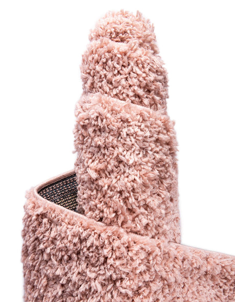 Dusty Rose 6' 1 x 6' 1 Davos Shag Round Area Rug Thick Soft Touch Fluffy & Plush Shaggy Pile 100% Polypropylene Carpet for Living Dining Bedrooms Office for Sale at Rug Engine
