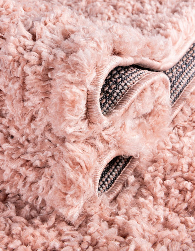 Dusty Rose 7' 1 x 7' 1 Davos Shag Round Area Rug Thick Soft Touch Fluffy & Plush Shaggy Pile 100% Polypropylene Carpet for Living Dining Bedrooms Office for Sale at Rug Engine