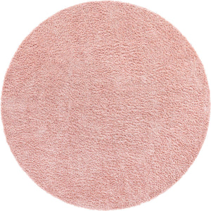 Dusty Rose 7' 1 x 7' 1 Davos Shag Round Area Rug Thick Soft Touch Fluffy & Plush Shaggy Pile 100% Polypropylene Carpet for Living Dining Bedrooms Office for Sale at Rug Engine