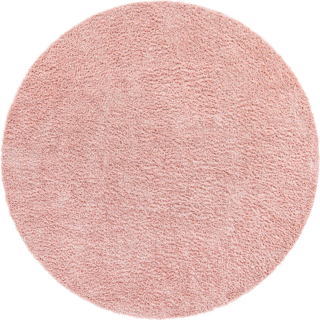 Dusty Rose 7' 1 x 7' 1 Davos Shag Round Area Rug Thick Soft Touch Fluffy & Plush Shaggy Pile 100% Polypropylene Carpet for Living Dining Bedrooms Office for Sale at Rug Engine