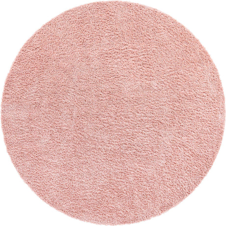 Dusty Rose 6' 1 x 6' 1 Davos Shag Round Area Rug Thick Soft Touch Fluffy & Plush Shaggy Pile 100% Polypropylene Carpet for Living Dining Bedrooms Office for Sale at Rug Engine