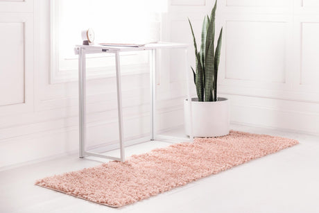 Dusty Rose 2' 7 x 20' Davos Shag Runner Area Rug Thick Soft Touch Fluffy & Plush Shaggy Pile 100% Polypropylene Carpet for Living Dining Bedrooms Office for Sale at Rug Engine
