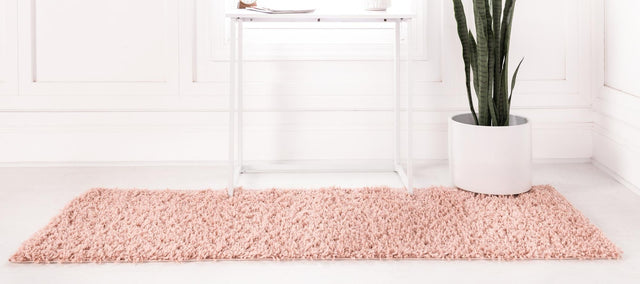 Dusty Rose 2' 7 x 13' 1 Davos Shag Runner Area Rug Thick Soft Touch Fluffy & Plush Shaggy Pile 100% Polypropylene Carpet for Living Dining Bedrooms Office for Sale at Rug Engine