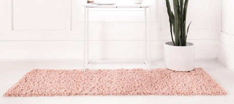 Dusty Rose 2' 7 x 10' Davos Shag Runner Area Rug Thick Soft Touch Fluffy & Plush Shaggy Pile 100% Polypropylene Carpet for Living Dining Bedrooms Office for Sale at Rug Engine