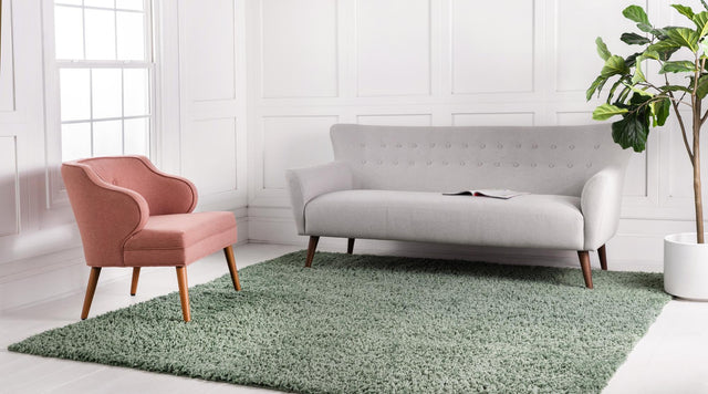 Sage 3' 1 x 3' 1 Davos Shag Square Area Rug Thick Soft Touch Fluffy & Plush Shaggy Pile 100% Polypropylene Carpet for Living Dining Bedrooms Office for Sale at Rug Engine