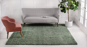 Sage 3' 1 x 3' 1 Davos Shag Square Area Rug Thick Soft Touch Fluffy & Plush Shaggy Pile 100% Polypropylene Carpet for Living Dining Bedrooms Office for Sale at Rug Engine