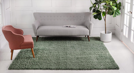 Sage 3' 1 x 3' 1 Davos Shag Square Area Rug Thick Soft Touch Fluffy & Plush Shaggy Pile 100% Polypropylene Carpet for Living Dining Bedrooms Office for Sale at Rug Engine