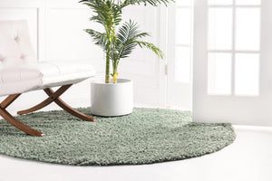 Sage 7' 10 x 7' 10 Davos Shag Round Area Rug Thick Soft Touch Fluffy & Plush Shaggy Pile 100% Polypropylene Carpet for Living Dining Bedrooms Office for Sale at Rug Engine