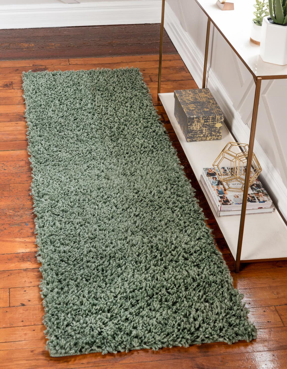 Sage 2' 7 x 13' 1 Davos Shag Runner Area Rug Thick Soft Touch Fluffy & Plush Shaggy Pile 100% Polypropylene Carpet for Living Dining Bedrooms Office for Sale at Rug Engine