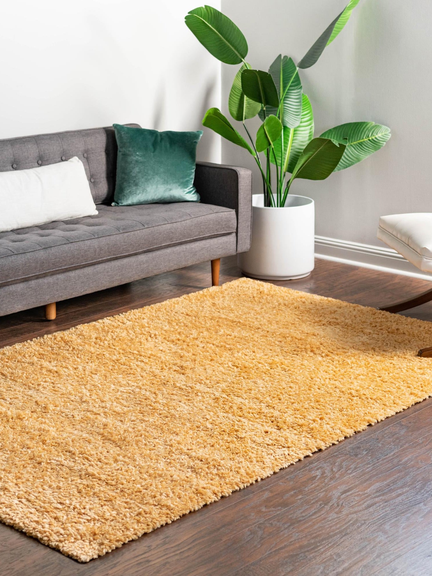 Sun Yellow 2' x 3' 1 Davos Shag Rectangle Area Rug Thick Soft Touch Fluffy & Plush Shaggy Pile 100% Polypropylene Carpet for Living Dining Bedrooms Office for Sale at Rug Engine