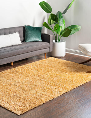 Sun Yellow 3' 1 x 5' 3 Davos Shag Rectangle Area Rug Thick Soft Touch Fluffy & Plush Shaggy Pile 100% Polypropylene Carpet for Living Dining Bedrooms Office for Sale at Rug Engine