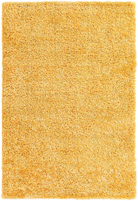 Sun Yellow 4' 1 x 6' 1 Davos Shag Rectangle Area Rug Thick Soft Touch Fluffy & Plush Shaggy Pile 100% Polypropylene Carpet for Living Dining Bedrooms Office for Sale at Rug Engine