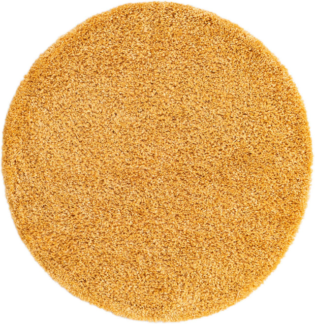 Sun Yellow 4' 1 x 4' 1 Davos Shag Round Area Rug Thick Soft Touch Fluffy & Plush Shaggy Pile 100% Polypropylene Carpet for Living Dining Bedrooms Office for Sale at Rug Engine