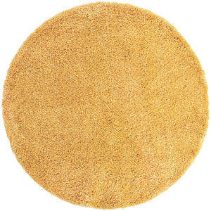 Sun Yellow 5' 3 x 5' 3 Davos Shag Round Area Rug Thick Soft Touch Fluffy & Plush Shaggy Pile 100% Polypropylene Carpet for Living Dining Bedrooms Office for Sale at Rug Engine