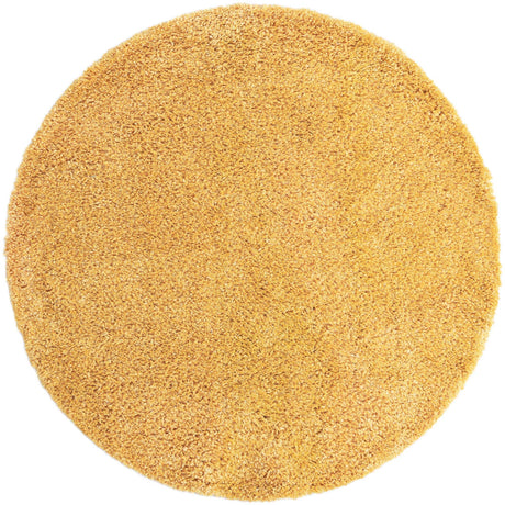 Sun Yellow 5' 3 x 5' 3 Davos Shag Round Area Rug Thick Soft Touch Fluffy & Plush Shaggy Pile 100% Polypropylene Carpet for Living Dining Bedrooms Office for Sale at Rug Engine