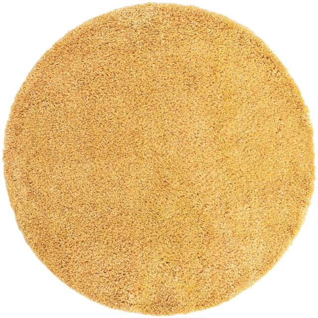 Sun Yellow 5' 3 x 5' 3 Davos Shag Round Area Rug Thick Soft Touch Fluffy & Plush Shaggy Pile 100% Polypropylene Carpet for Living Dining Bedrooms Office for Sale at Rug Engine