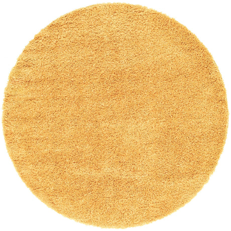 Sun Yellow 7' 1 x 7' 1 Davos Shag Round Area Rug Thick Soft Touch Fluffy & Plush Shaggy Pile 100% Polypropylene Carpet for Living Dining Bedrooms Office for Sale at Rug Engine