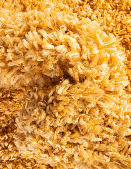 Sun Yellow 7' 1 x 7' 1 Davos Shag Round Area Rug Thick Soft Touch Fluffy & Plush Shaggy Pile 100% Polypropylene Carpet for Living Dining Bedrooms Office for Sale at Rug Engine