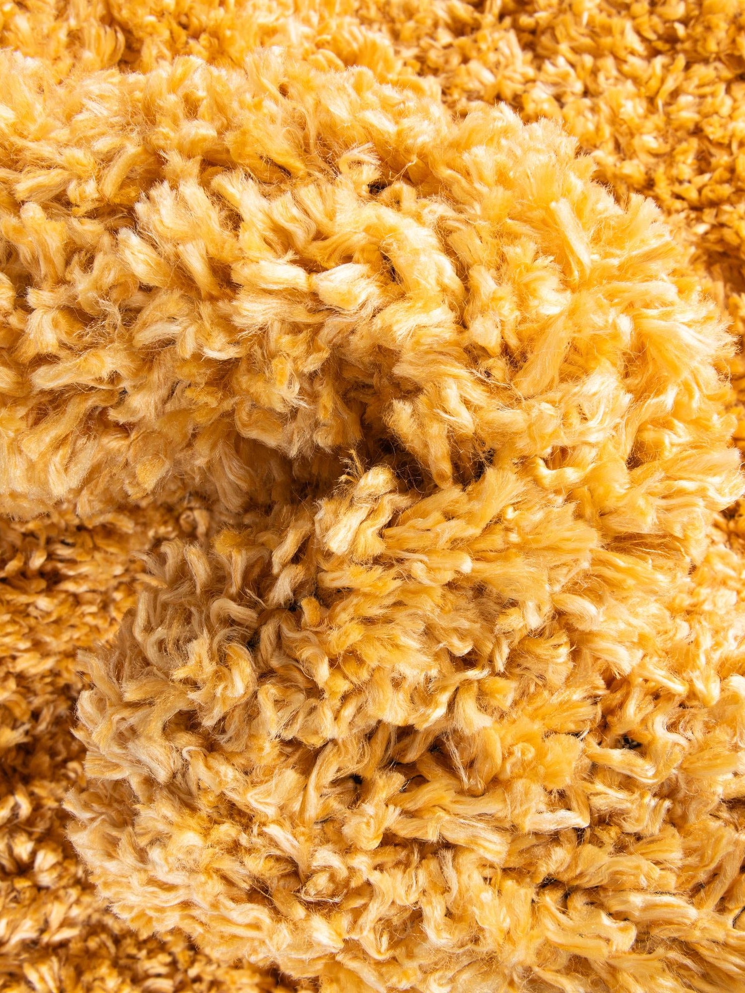 Sun Yellow 2' x 2' Davos Shag Round Area Rug Thick Soft Touch Fluffy & Plush Shaggy Pile 100% Polypropylene Carpet for Living Dining Bedrooms Office for Sale at Rug Engine