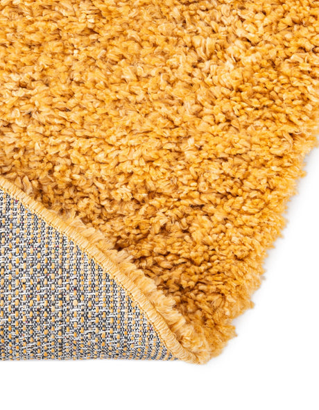 Sun Yellow 5' 3 x 5' 3 Davos Shag Round Area Rug Thick Soft Touch Fluffy & Plush Shaggy Pile 100% Polypropylene Carpet for Living Dining Bedrooms Office for Sale at Rug Engine
