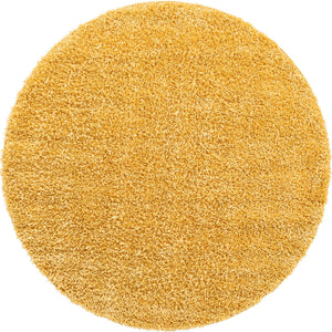 Sun Yellow 6' 1 x 6' 1 Davos Shag Round Area Rug Thick Soft Touch Fluffy & Plush Shaggy Pile 100% Polypropylene Carpet for Living Dining Bedrooms Office for Sale at Rug Engine