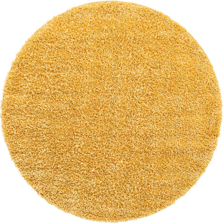 Sun Yellow 6' 1 x 6' 1 Davos Shag Round Area Rug Thick Soft Touch Fluffy & Plush Shaggy Pile 100% Polypropylene Carpet for Living Dining Bedrooms Office for Sale at Rug Engine