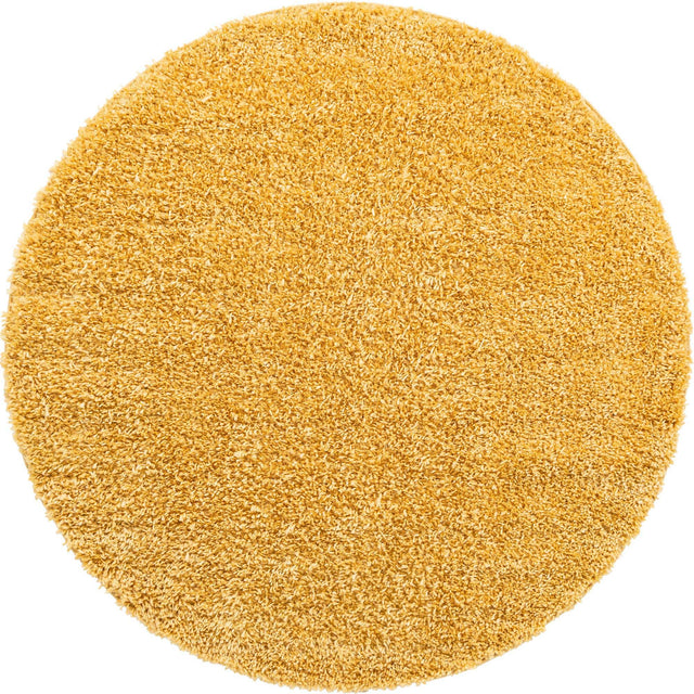 Sun Yellow 6' 1 x 6' 1 Davos Shag Round Area Rug Thick Soft Touch Fluffy & Plush Shaggy Pile 100% Polypropylene Carpet for Living Dining Bedrooms Office for Sale at Rug Engine