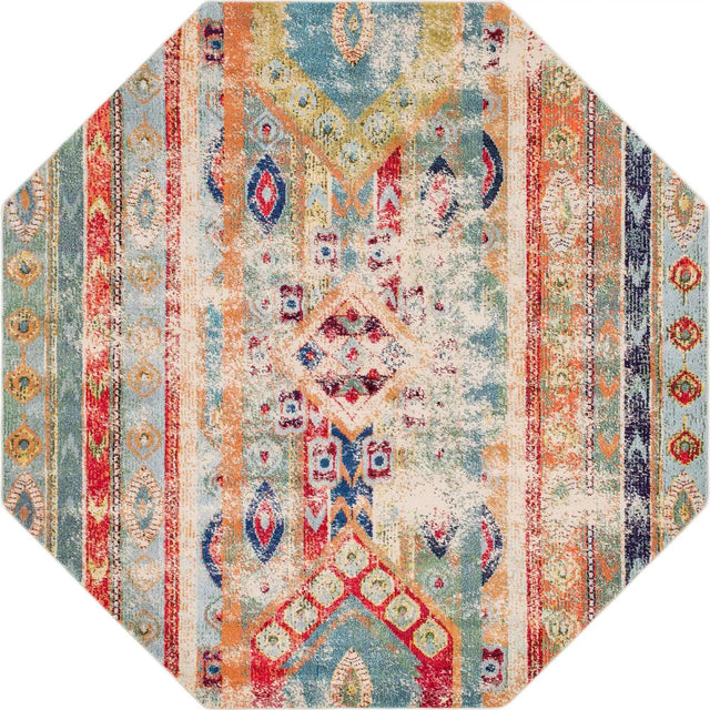 Blue 8' x 8' Sedona Octagon Area Rug