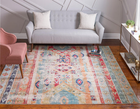 Blue 8' x 8' Sedona Square Area Rug Durable Long Lasting Carpet for Living Rooms, Kitchen, Bedrooms, Office Space, Dorms for Sale at Rug Engine