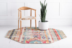 Blue 8' x 8' Sedona Octagon Area Rug