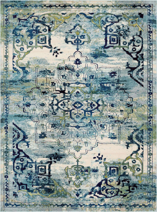 Blue 9' x 12' Medici Rectangle Area Rug 100% Polypropylene Traditional Vintage Classic Carpet for Home Interior Design Decor for Sale at Rug Engine