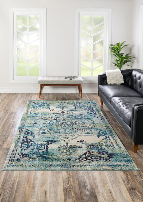 Blue 3' 3 x 5' 3 Medici Rectangle Area Rug 100% Polypropylene Traditional Vintage Classic Carpet for Home Interior Design Decor for Sale at Rug Engine