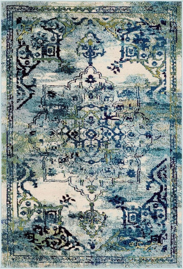 Blue 4' 1 x 6' 1 Medici Rectangle Area Rug 100% Polypropylene Traditional Vintage Classic Carpet for Home Interior Design Decor for Sale at Rug Engine