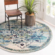 Blue 8' x 8' Medici Round Area Rug 100% Polypropylene Traditional Vintage Classic Carpet for Home Interior Design Decor for Sale at Rug Engine
